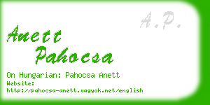 anett pahocsa business card